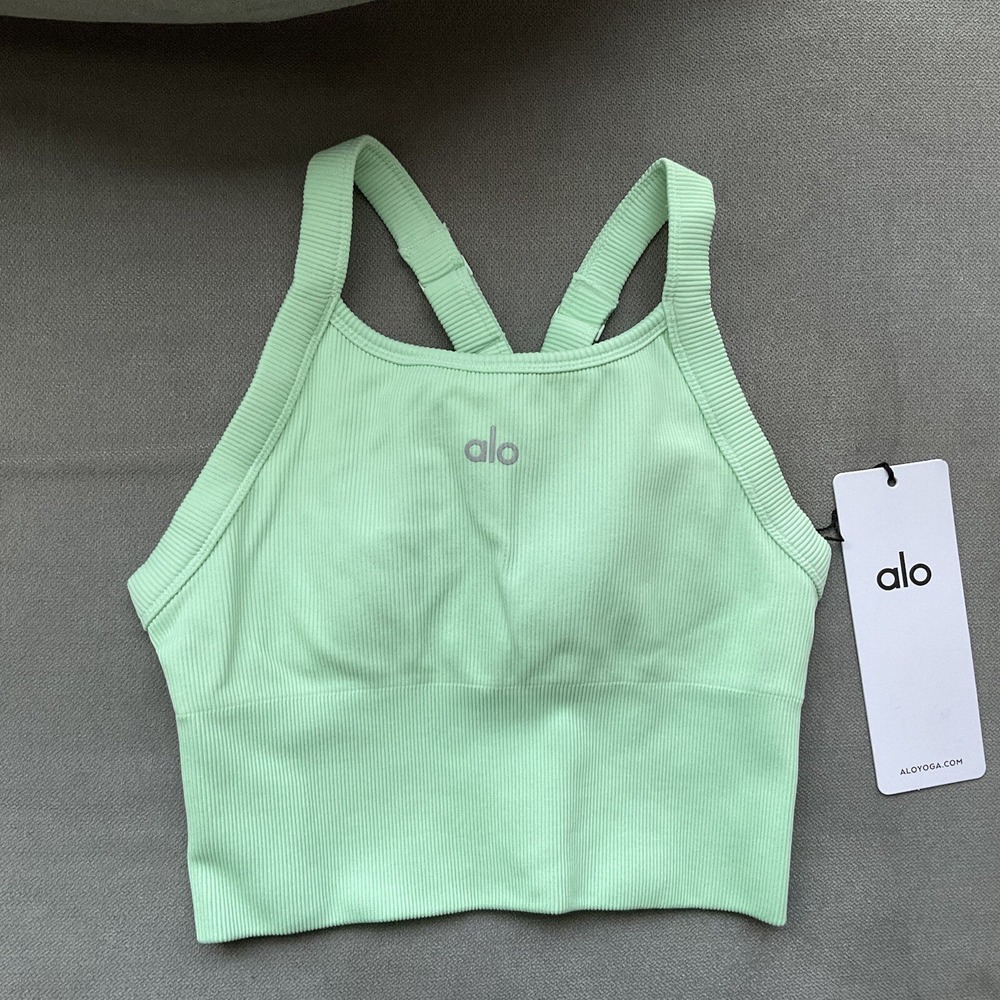 Alo Yoga Seamless Ribbed Favorite Bra Tank Spearmint XXS - Picture 6 of 8